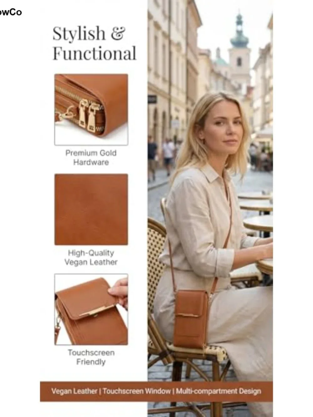 Women's Touch Screen Messenger Bag Crossbody Clear Window Phone Purse Faux